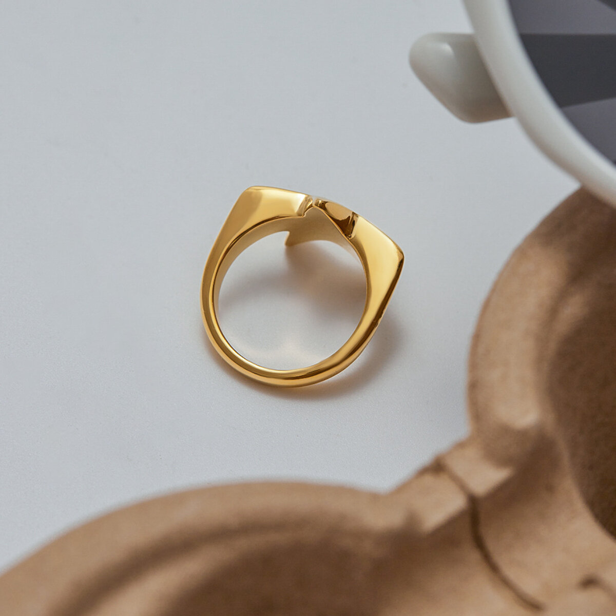 Star Stainless Steel Waterproof Gold Color Minimalist Rings Picture5
