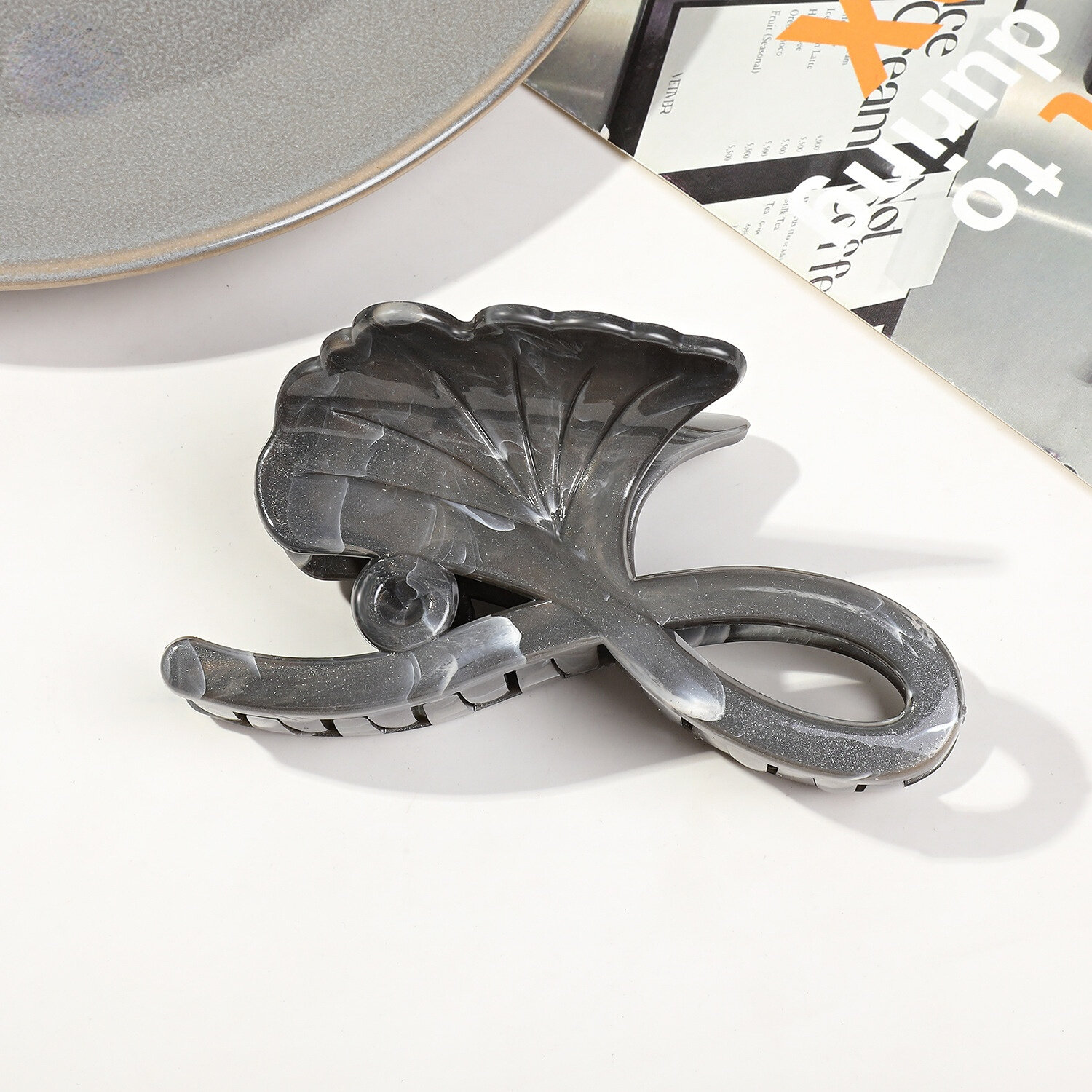 11Cm Ginkgo Leaf-Marble Black Gray 