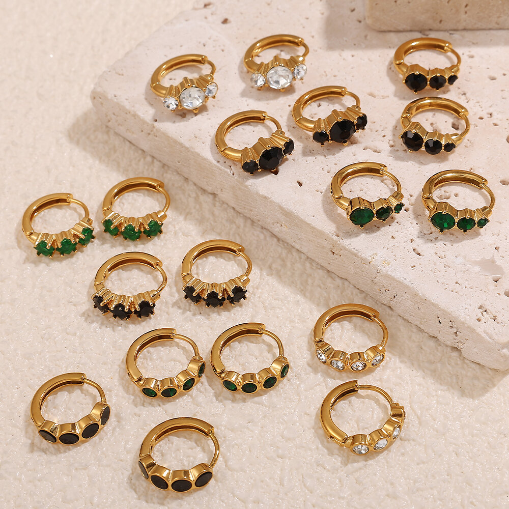 Stainless Steel Waterproof Gold Color Hoop Earrings Picture3