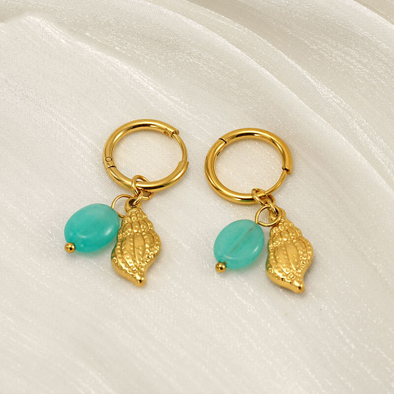 Oceanic Stainless Steel Waterproof  Gold Color Drop Earrings