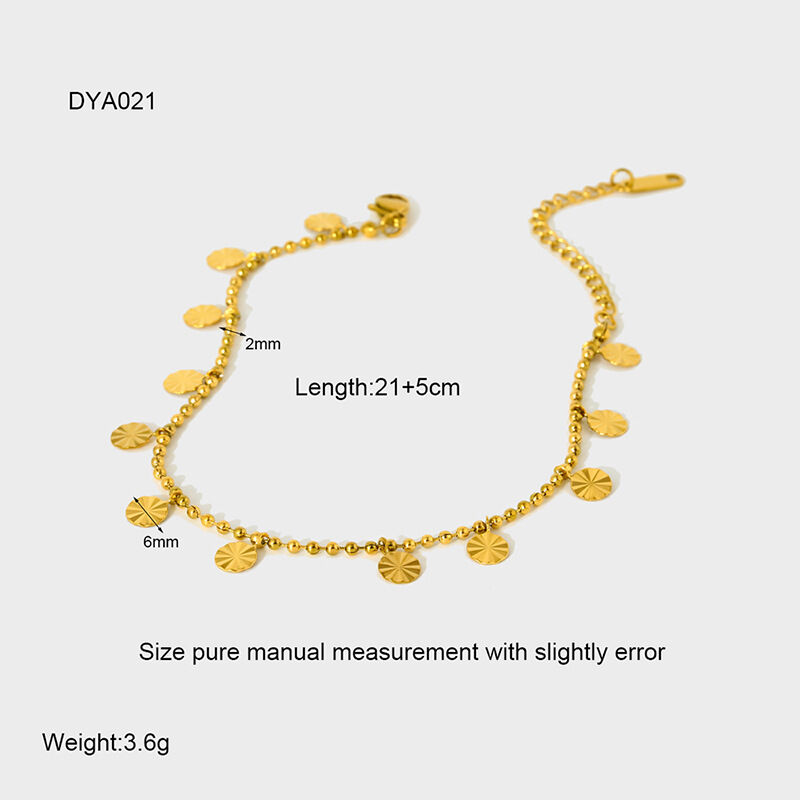 1 Pair Simple Series Daily Chain Stainless Steel Waterproof Gold Color Anklets
