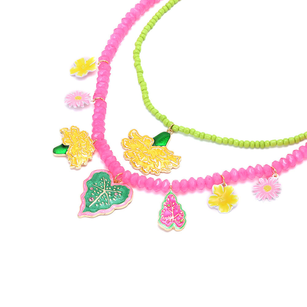 Sweet Flower Alloy Layered Beaded Necklaces Picture4