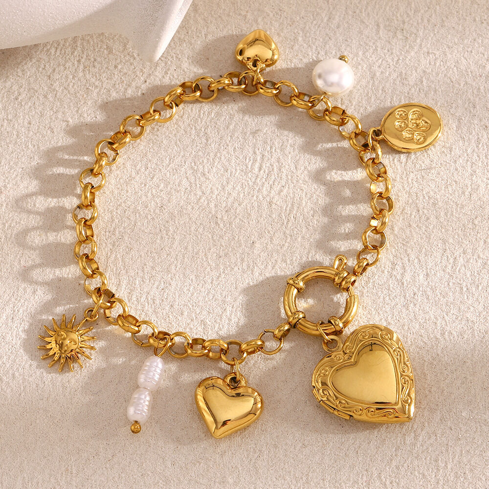 1 Piece Classic Series Daily Heart Stainless Steel Waterproof Women's Charm Bracelets h5Picture4