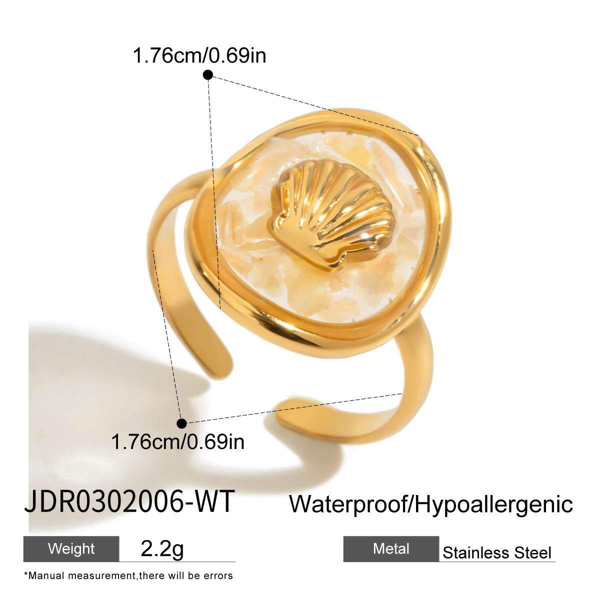 Oceanic Edelstahl wasserdichter Statement-Ring in Goldfarbe h5 
