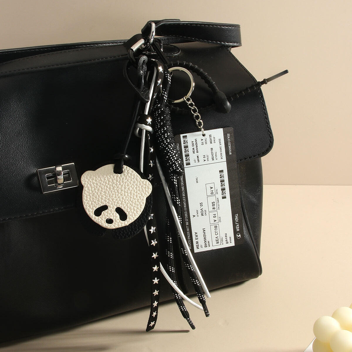Retro Style Panda Shaped PU Accessories Women's Bag Charms 2