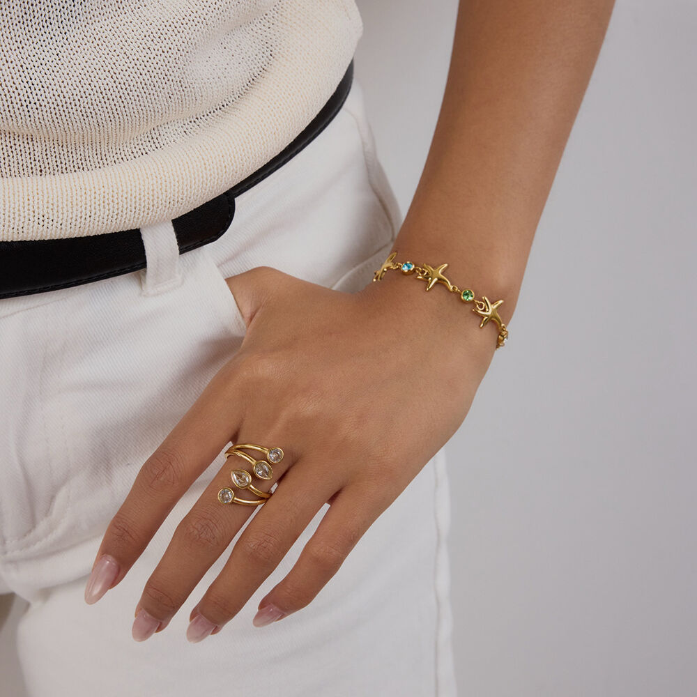 style starfish stainless steel gold color charm bracelets Picture5