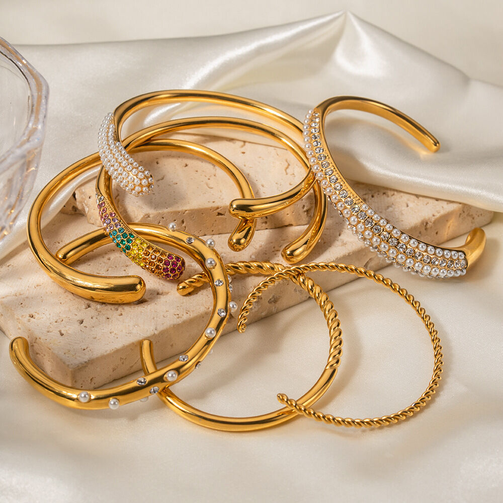 Braccialetti da donna impermeabili in acciaio inossidabile geometrico multistrato, stile semplice, 1 pezzo h5 Immagine2