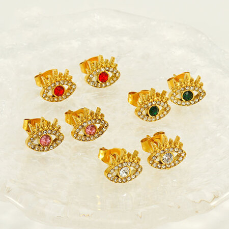 Orecchini piercing in acciaio inossidabile impermeabile color oro con occhio del diavolo