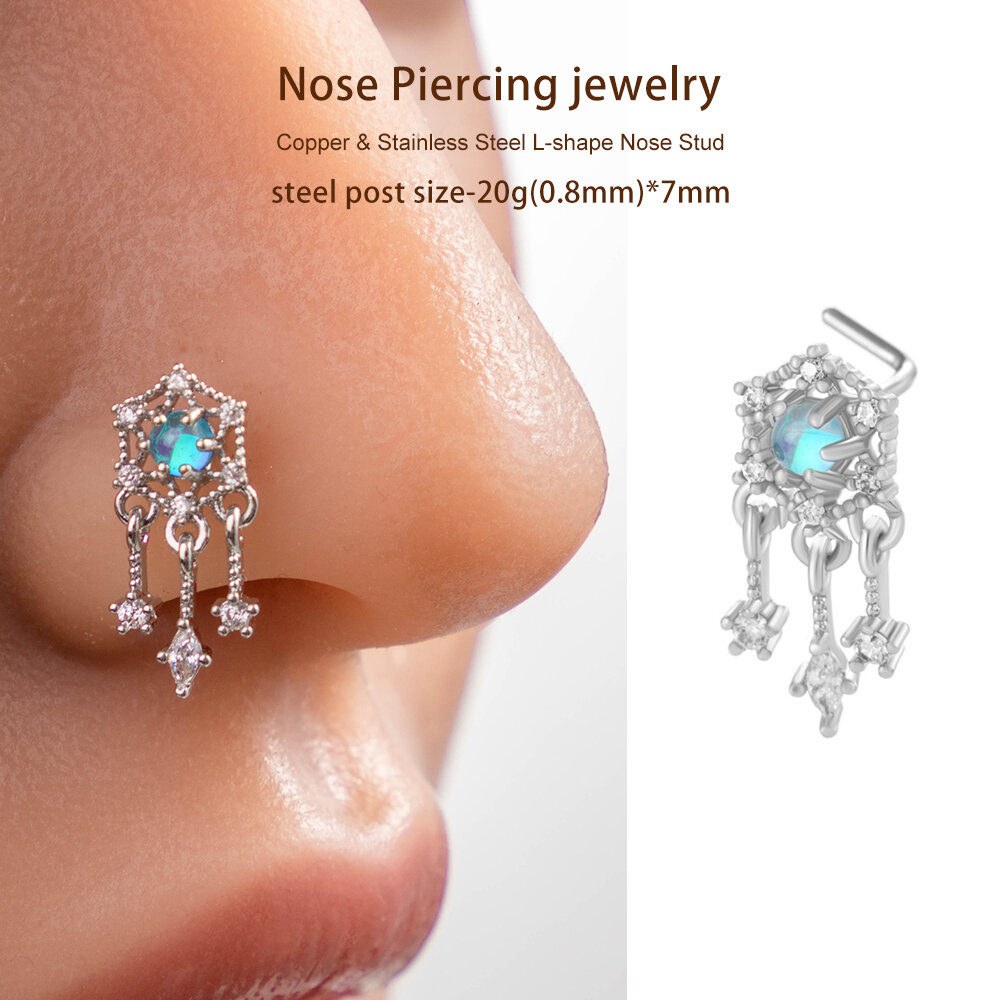 1 Piece Delicate Copper Gold Color Zircon Women's Nose Stud h5Picture6