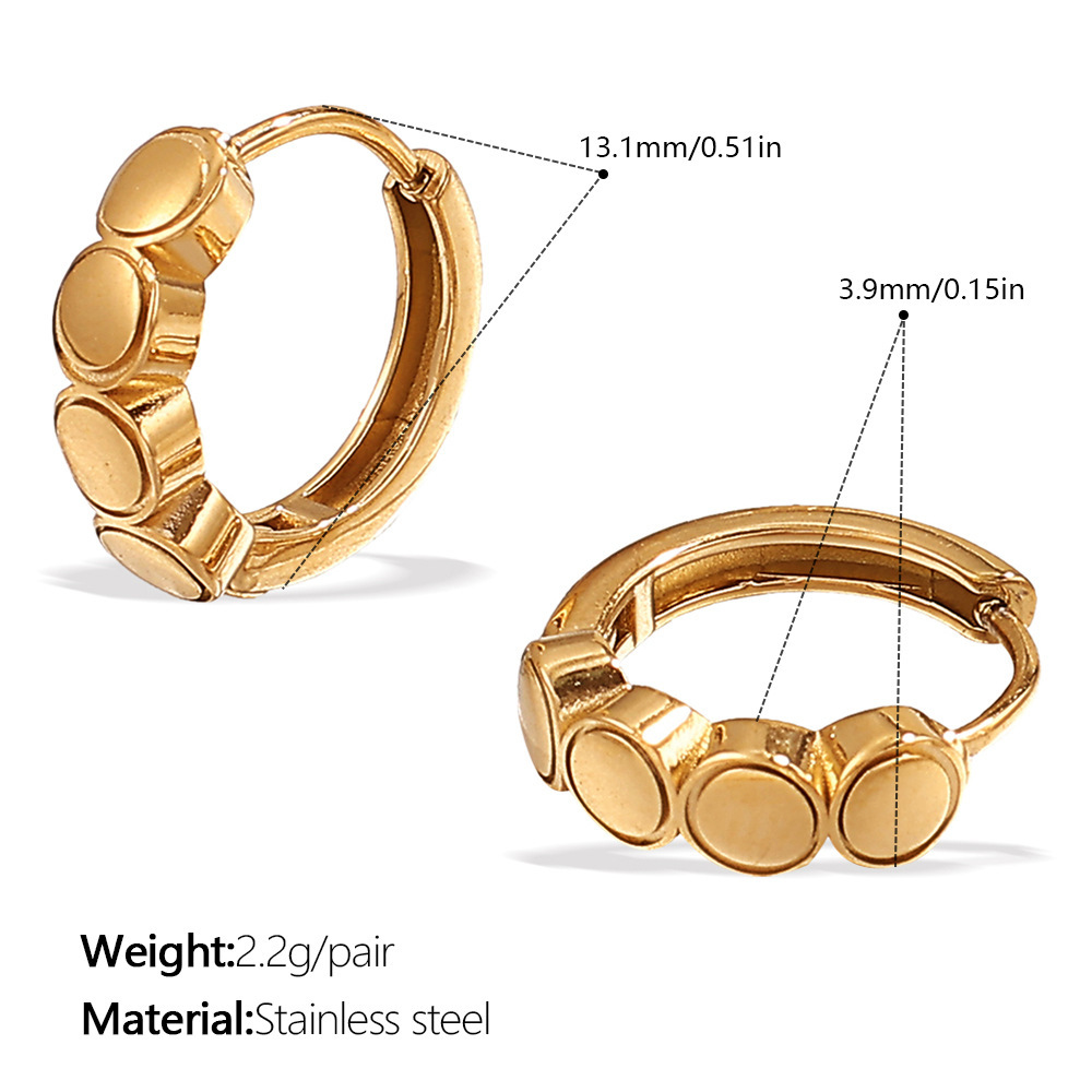 Stainless Steel Waterproof  Gold Color Hoop Earrings Picture2