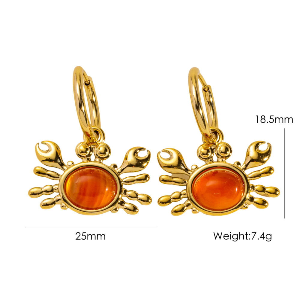 Ocean Series Stainless Steel Waterproof Lady Crab Earrings for Women h5 