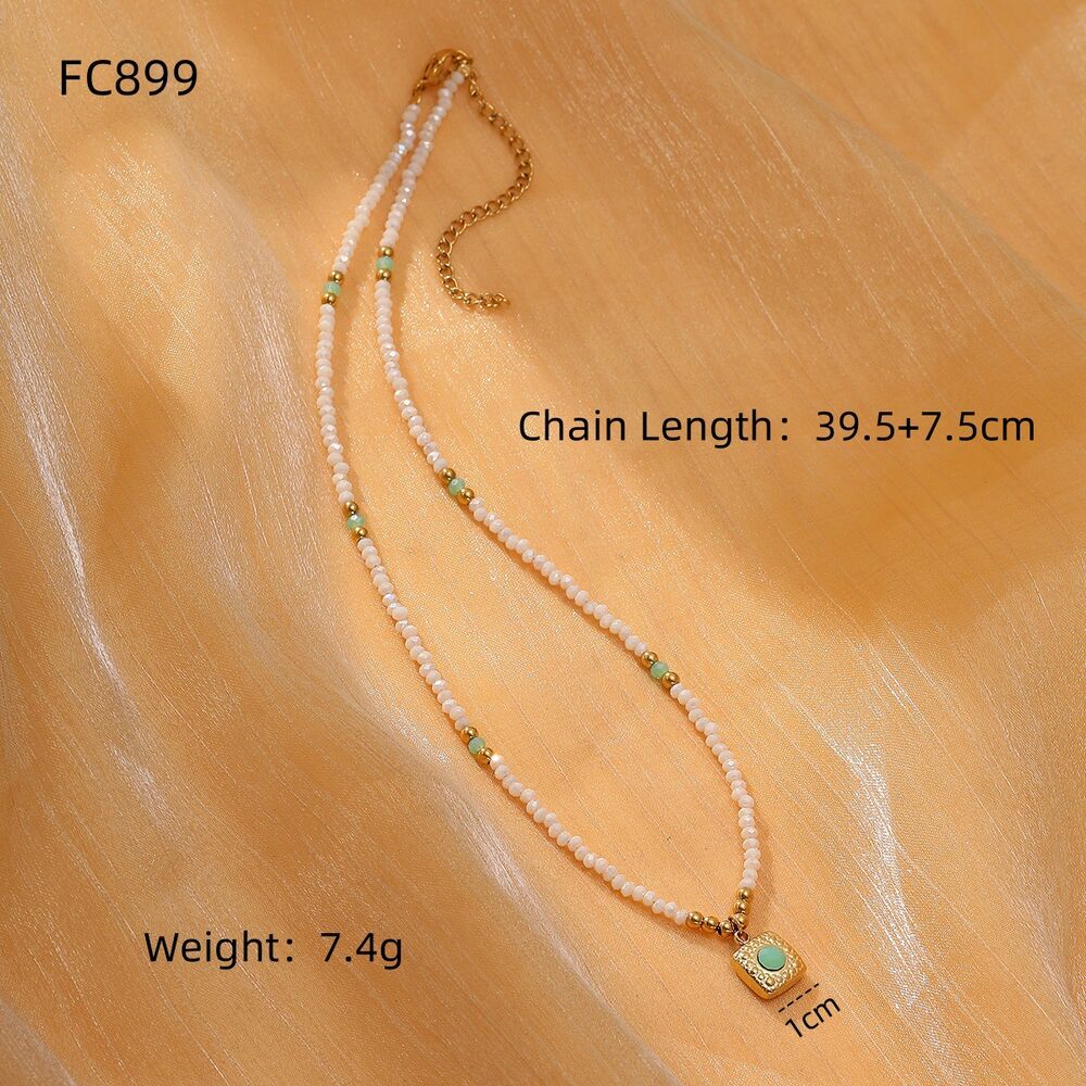 Retro Beaded Heart - shaped Stainless Steel Waterproof Women's Necklaces Picture4
