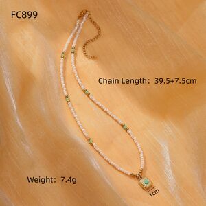 Retro Beaded Heart - shaped Stainless Steel Waterproof Women's Necklaces h5 Picture4