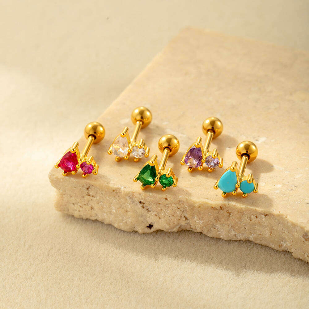 Copper Gold Color  Zircon Piercings Earrings
