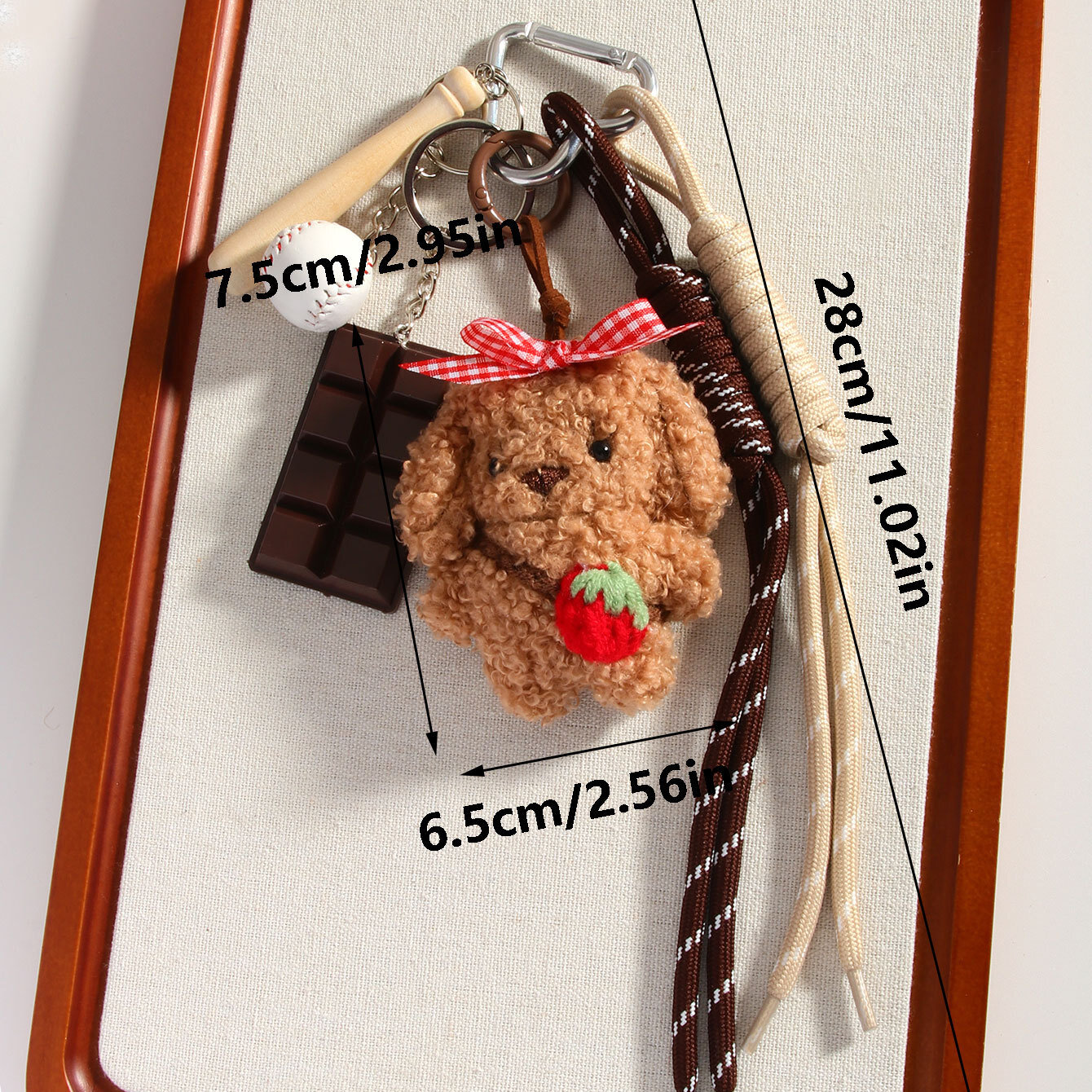 Klassische, niedliche Teddybär-Plüschtier-Accessoires, Damen-Taschenanhänger Bild2