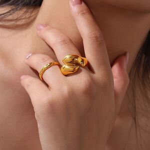 Simple Twist Stainless Steel Waterproof Gold Color Statement Ring h5 Picture4