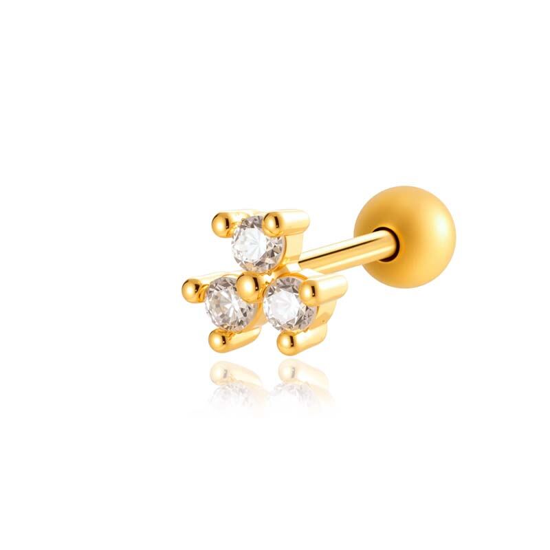 1 Stück Simple Series Einfache geometrische Kupfer Gold Farbe Zirkon Damen Piercings Ohrringe