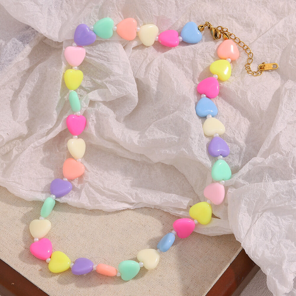Romantische Serie Sweet Heart Acryl Damen Perlen Halsketten h5Bild5