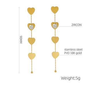 Tassel Stainless Steel Waterproof Gold Color Dangle Earrings h5 Picture2