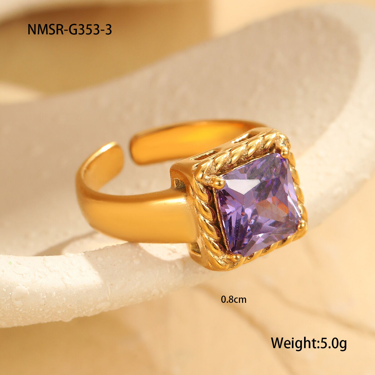 Bague carrée violette NMSR-G353-3/Taille unique Image3