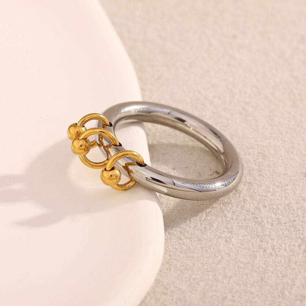 Anillos individuales de acero inoxidable resistentes al agua de color sólido y elegantes de la serie Simple 2