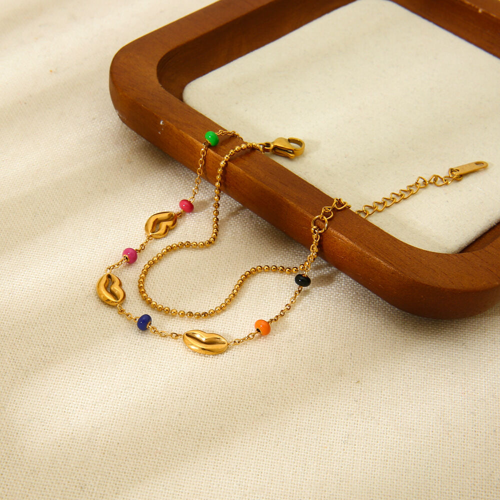 Modische, farbenfrohe, wasserdichte Damenarmbänder aus Edelstahl mit Muschelmuster h5Bild3