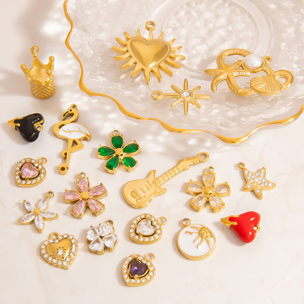 Shining Flower Stainless Steel Waterproof Gold Color Women's Pendants