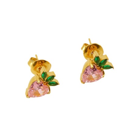 Strawberry Stainless Steel Waterproof Gold Color Piercings Earrings