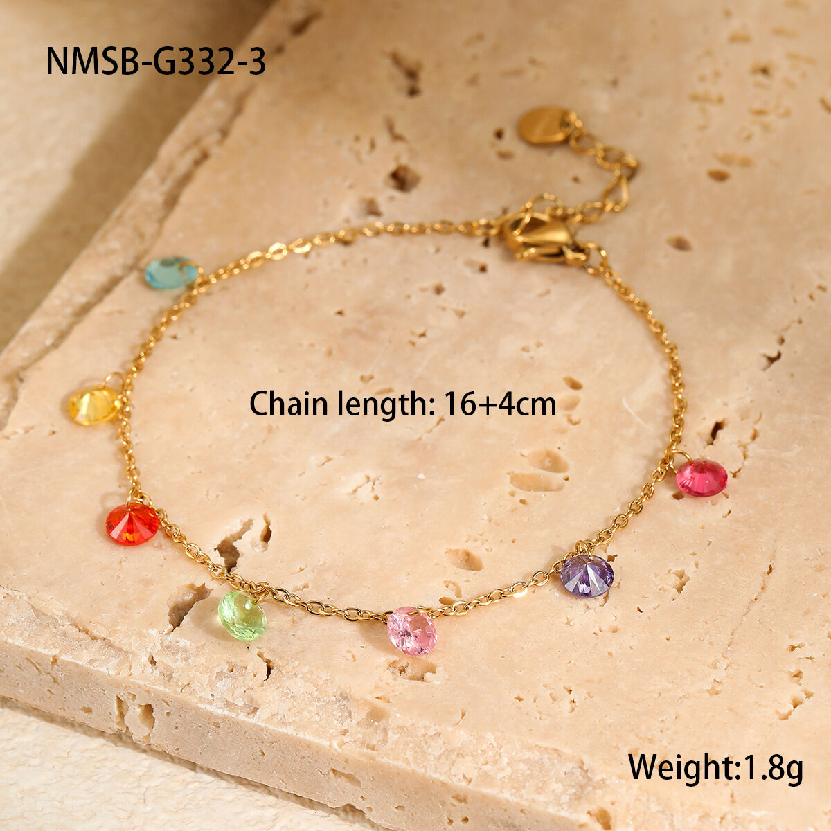 Pulsera de circonitas color oro NMSB-G332-3 Imagen3