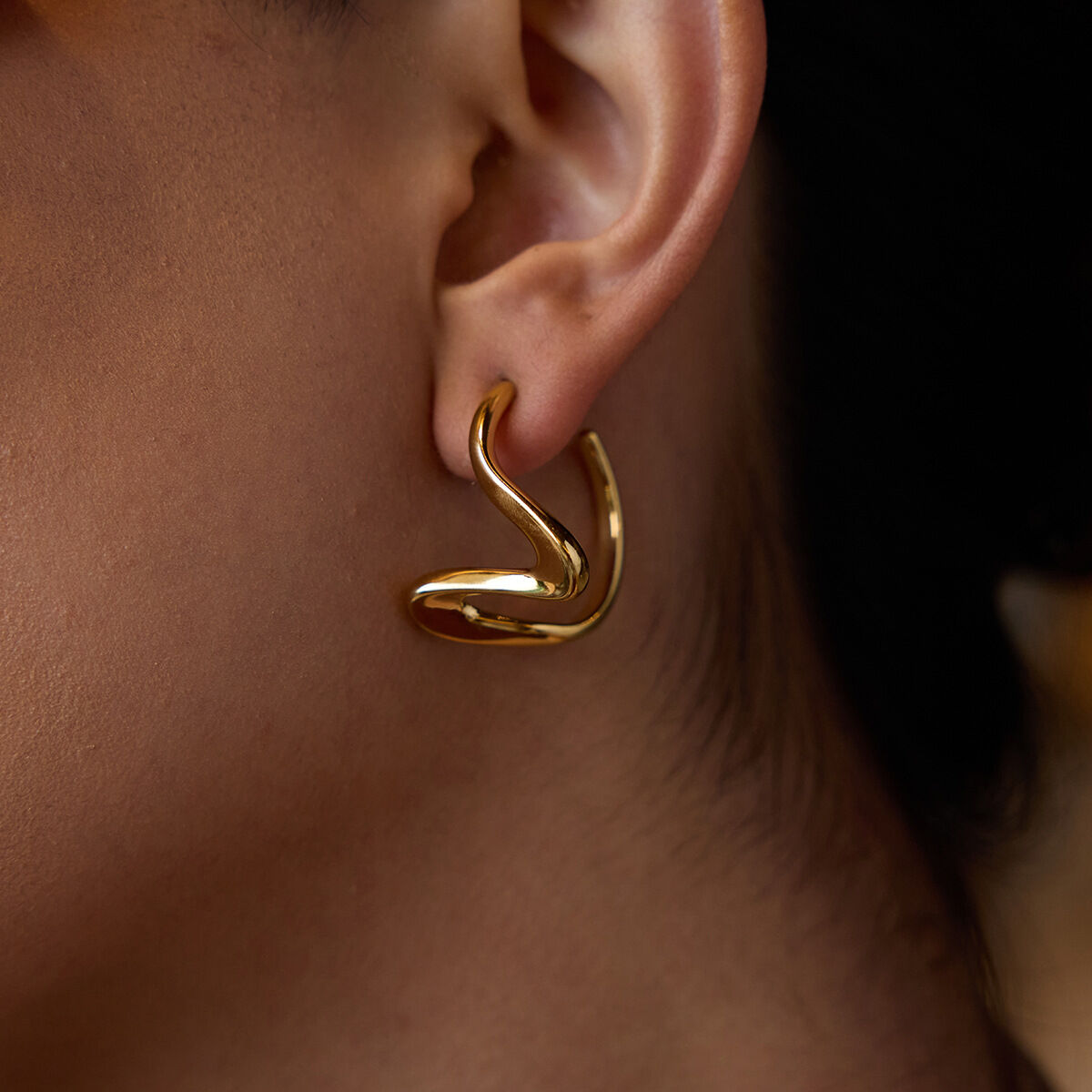 Simple Stainless Steel Waterproof Gold Color  Drop Earrings