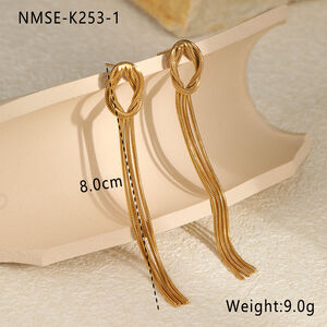 1 Pair Luxurious Series Daily Tassel Stainless Steel Waterproof Women's Charm Earrings h5