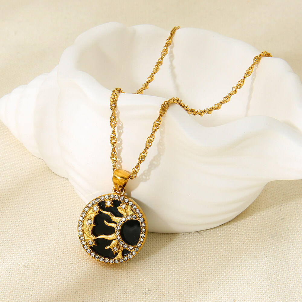 Luxurious Series Moon Stainless Steel Waterproof Gold Color Pendant Necklaces 2