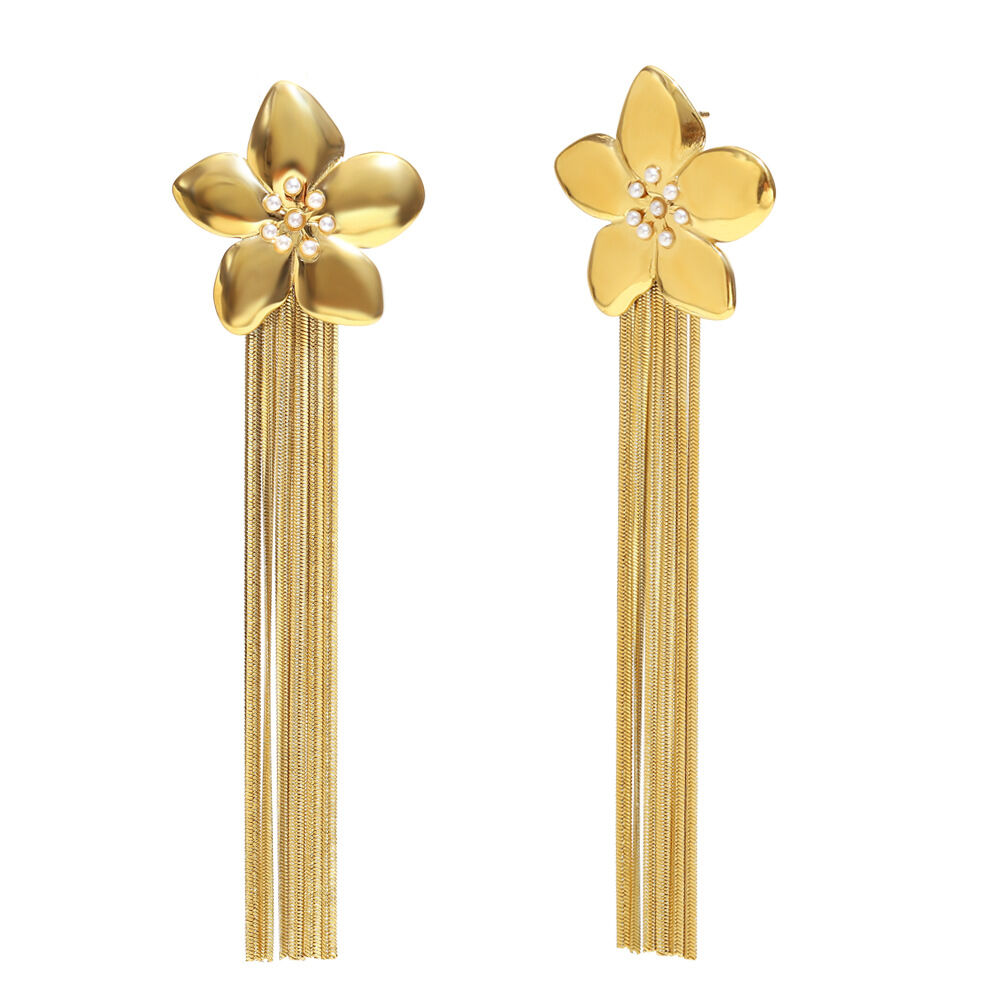 Elegante, wasserfeste Ohrhänger aus Edelstahl der Simple Series mit Quasten für Damen.