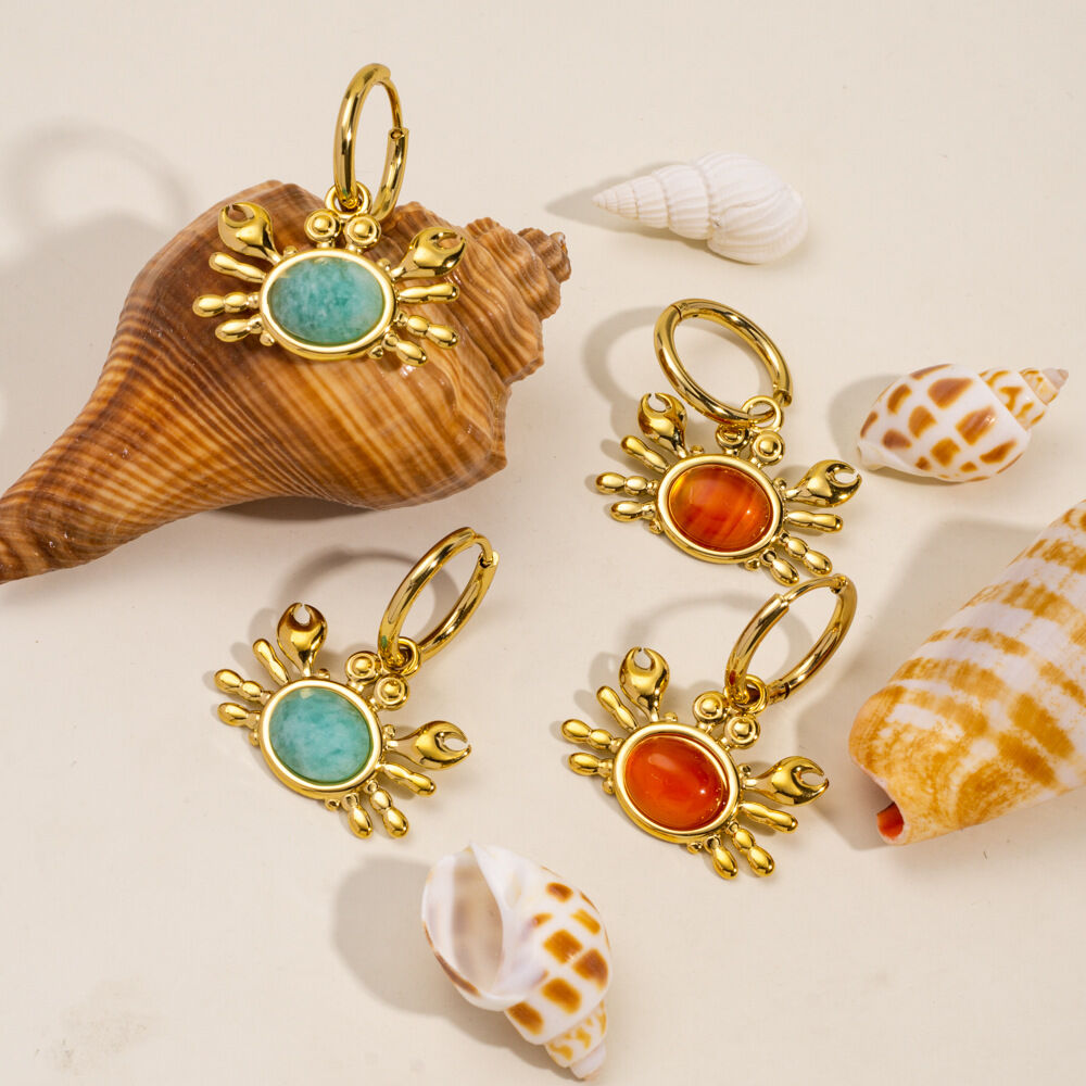 Ocean Series Stainless Steel Waterproof Lady Crab Earrings for Women