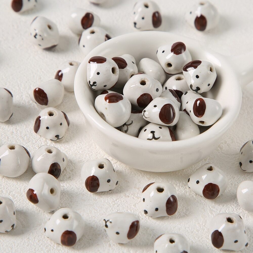 1 Piece Cute Dog Ceramics DIY Jewelry Bead