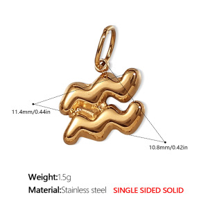 The Twelve Zodiac Signs Stainless Steel Waterproof  Gold Color Pendants h5 Picture2