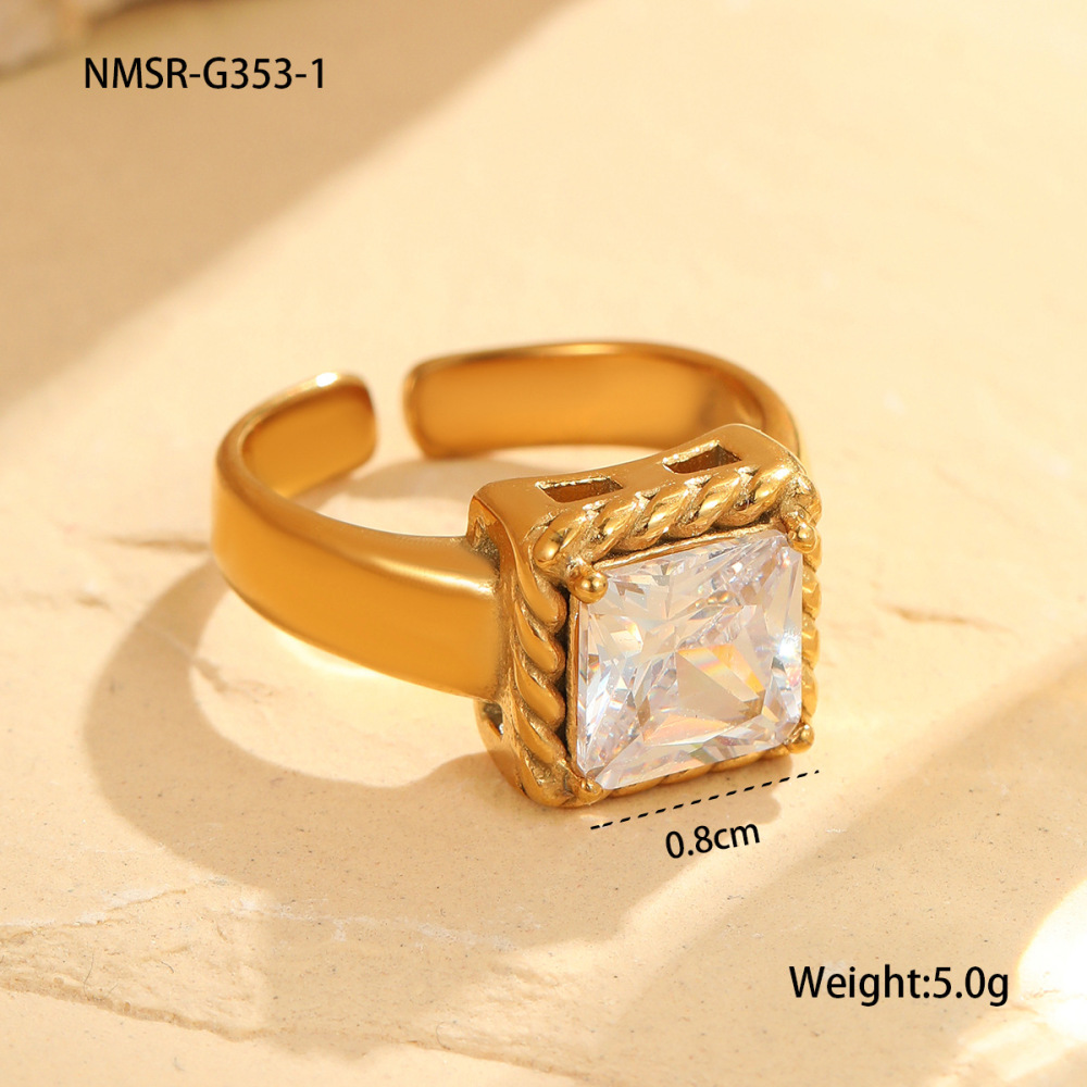 1 Pair Simple Series Daily Geometric Stainless Steel Waterproof Women's Adjustable Rings h5Picture2