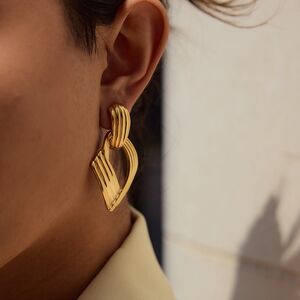 style geometric stainless steel gold color drop earrings h5 Picture3