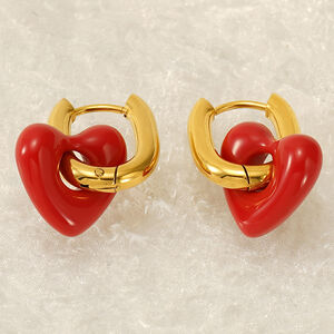 Heart Stainless Steel Waterproof Gold Color Drop Earrings h5 Picture3