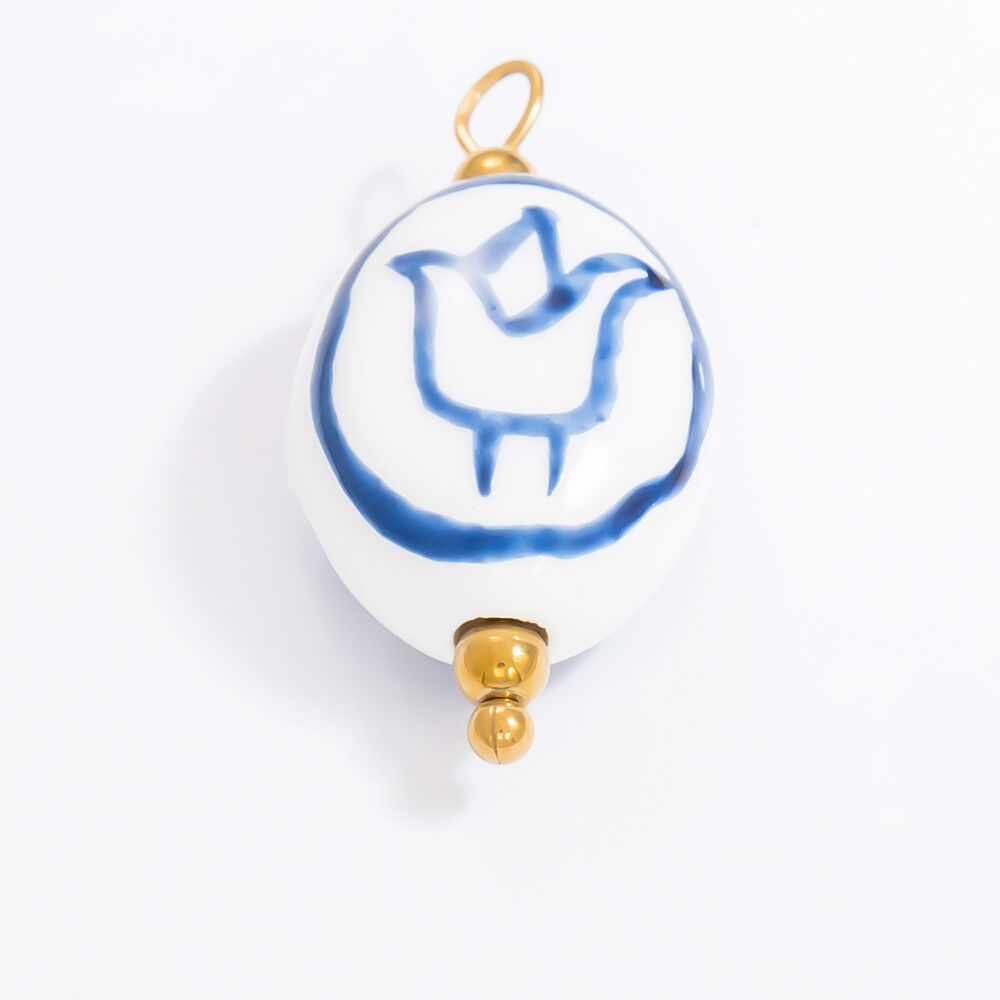 Blue and White Porcelain Stainless Steel Waterproof Gold Color Women's Pendants h5 Picture6