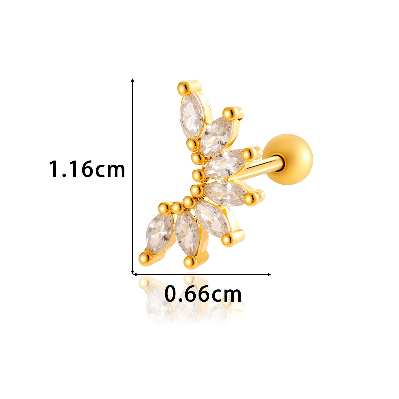 Kupfer Gold Farbe Zirkon Piercings Ohrringe Bild2
