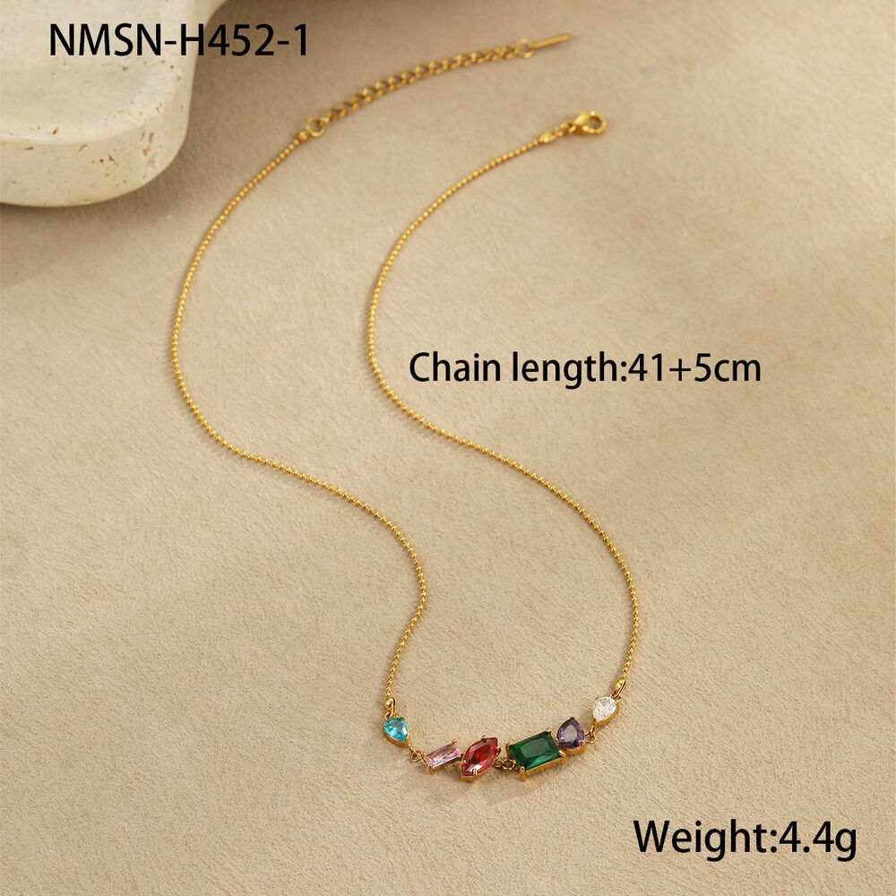 1 Pair Simple Series Daily Geometric Stainless Steel Waterproof Gold Color Women's Pendant Necklaces