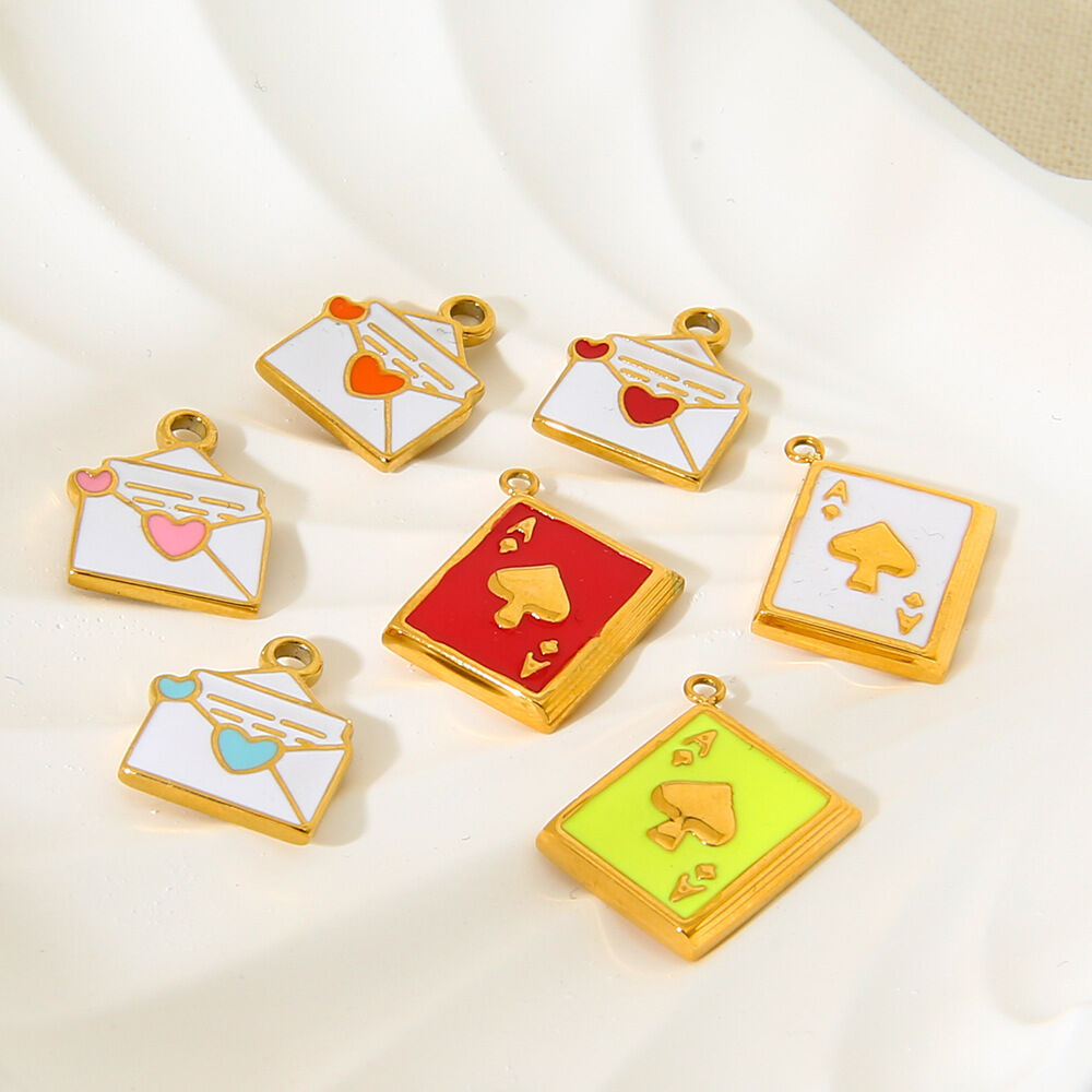1 Pair Romantic Series Sweet Heart Stainless Steel Waterproof   Gold Color  Women's Pendants h5 Picture3