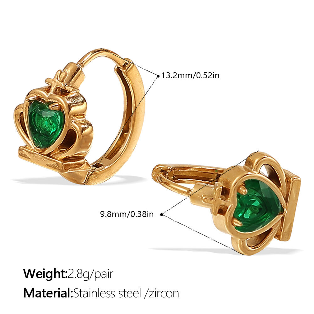 Eh1056Gng Green Zirconium Gold Small Earrings Picture6