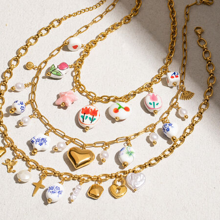 style flower stainless steel gold color pendant necklaces 2