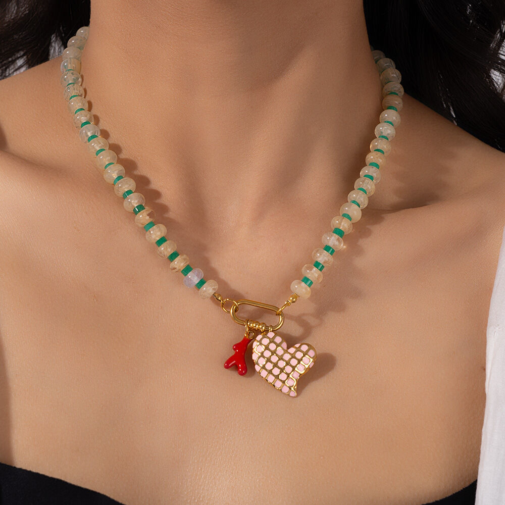 1 paio di collane con ciondolo a forma di cuore in acciaio inossidabile, impermeabili, color oro, da donna, serie romantica Immagine5