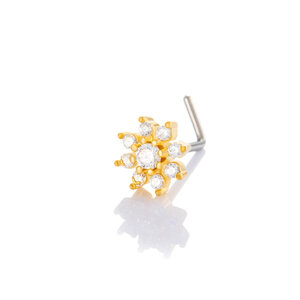 1 Piece Flower Copper Gold Color Zircon Women's Nose Stud h5