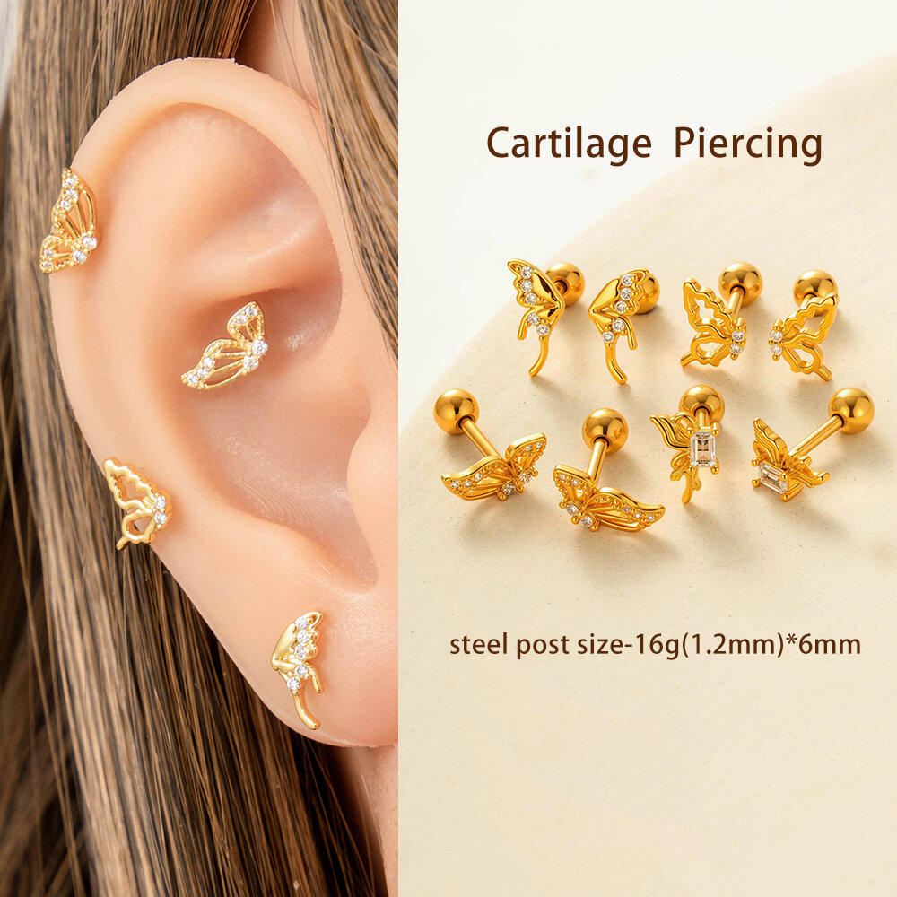 Wings Copper Gold Color Zircon Piercings Earrings Picture4