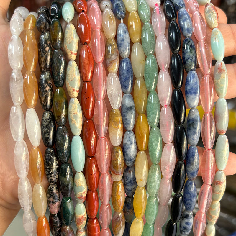1 String Classic Oval Natural Stones Jewelry Beads(Bead Size:6mm*16mm)