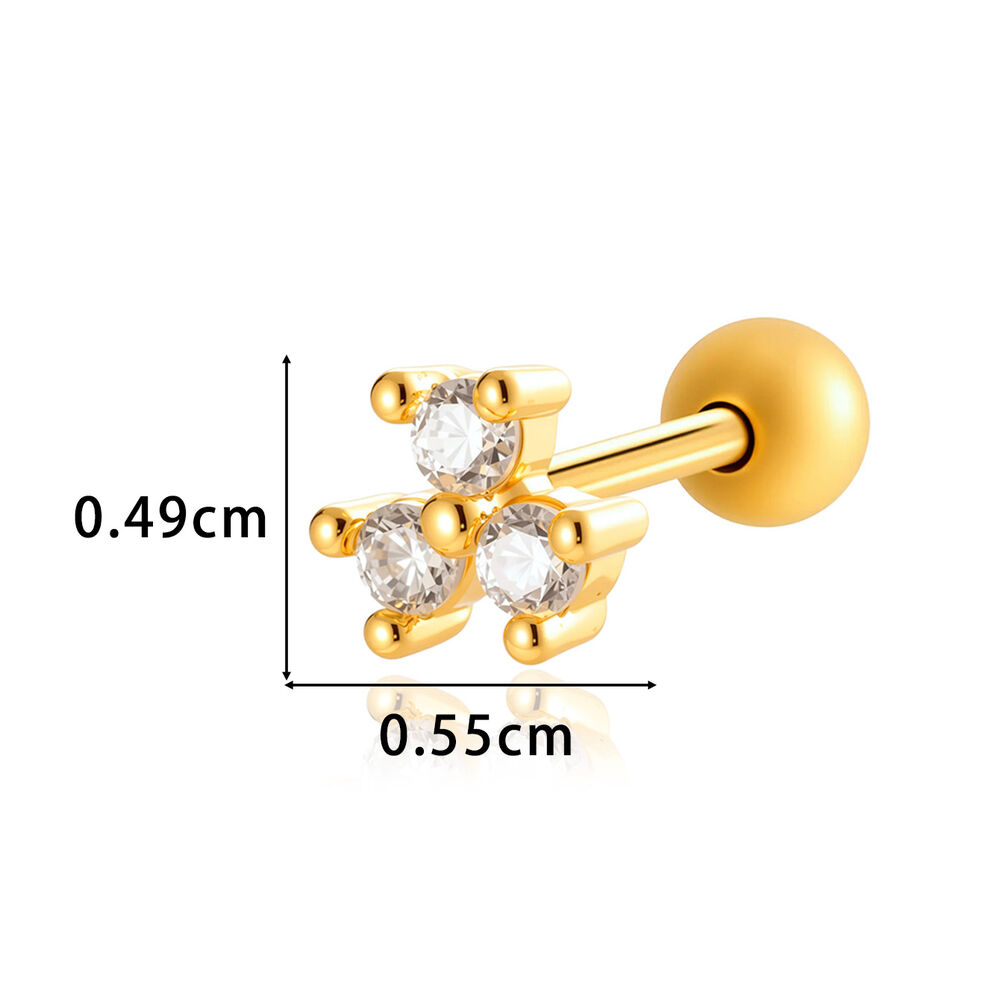 1 Stück Simple Series Einfache geometrische Kupfer Gold Farbe Zirkon Damen Piercings Ohrringe h5Bild2